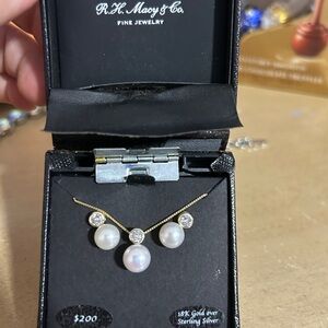 Gold and Silver Pearl Jewelry Set